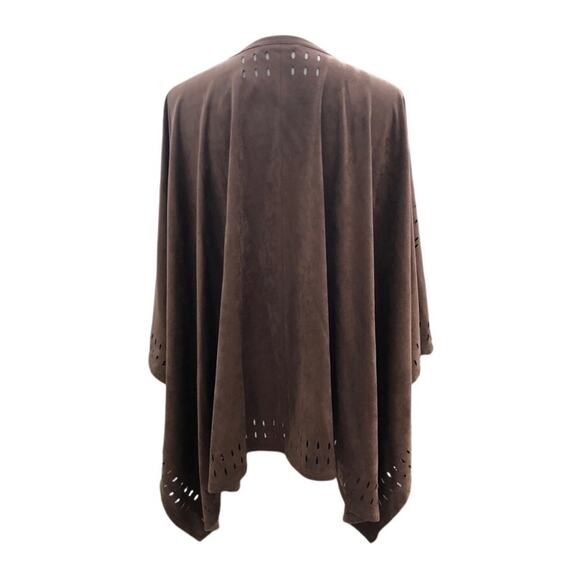 Soft Surroundings Faux Suede Snap Front Poncho One Size Shawl Western Cowgirl - Picture 2 of 9